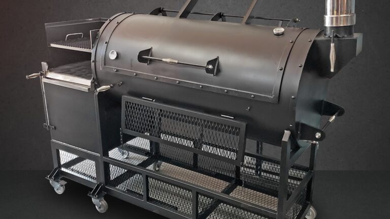 Vista lateral Ahumador grill plancha profesional cerrado